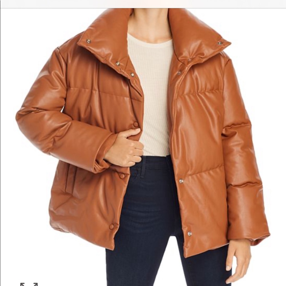 Faux leather Bagatelle trendy jacket in cognac